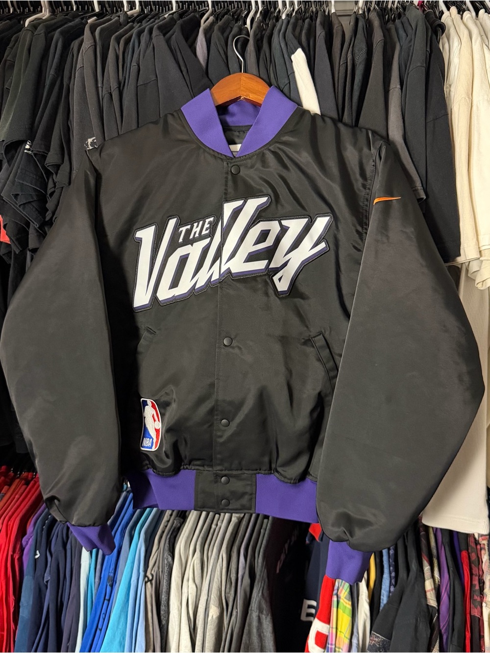 Nike Phoenix Suns Bomber Jacket Men’s Small The Valley City Edition NWT Snap NBA